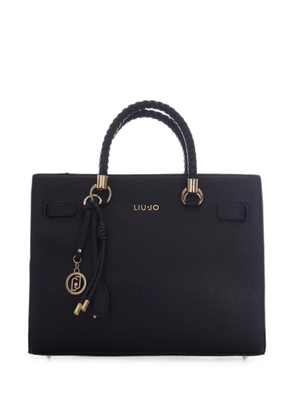 LIU JO braided-handle logo-plaque shoulder bag - Black
