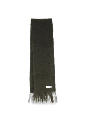 Jil Sander logo-patch fringed scarf - Green