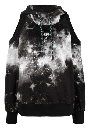 Versace Jeans Couture tie-dye cut-out hoodie - Black
