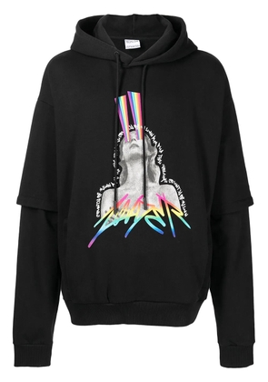 COUNTY OF MILAN graphic-print layered hoodie - Black
