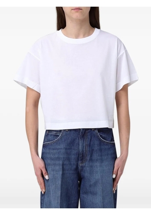 Max Mara logo-embroidered cropped T-shirt - White