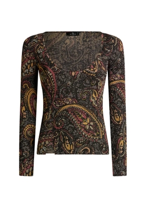 ETRO ribbed sweater with floral Paisley motif - Black