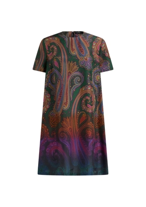 ETRO mini silk tunic dress with degradé Paisley motif - Green