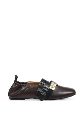 GANNI buckle-strap ballet flats - Brown