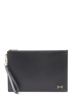 Gucci Pre-Owned 2000-2015 Leather Horsebit 1955 Zip clutch bag - Black