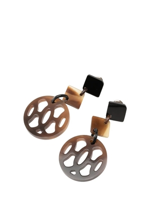 Hermès Pre-Owned 2010 Buffalo Horn Ava Drop Push Back Earrings costume earrings - Brown