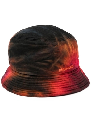 DSQUARED2 tie-dye embroidered-logo bucket hat - Black