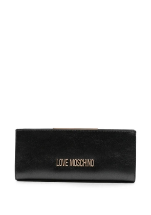 Love Moschino logo-plaque leather clutch bag - Black