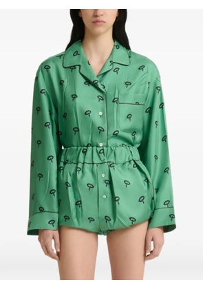 Marni green silk twill bloomers with floral print