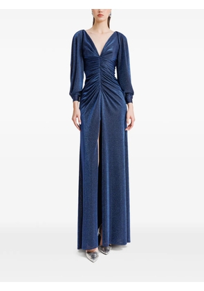 Gemy Maalouf gathered long-sleeve dress - Blue