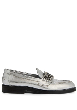 DSQUARED2 Gothic metallic-finish leather loafers - Silver