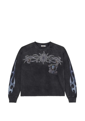 Vale rhinestone-embellished graphic-print T-shirt - Black