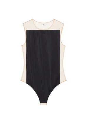 Courrèges Illusion crinkled-satin bodysuit - Black
