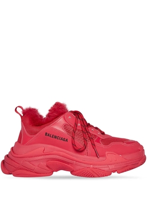 Balenciaga Triple S faux-fur trim sneakers - Red