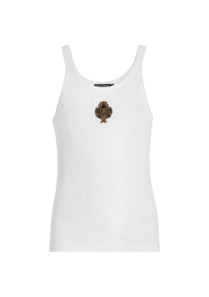 Dolce & Gabbana ribbed jersey tank top with patch - White