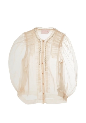 Simone Rocha x H&M pearl-embellished ruffled blouse - Neutrals