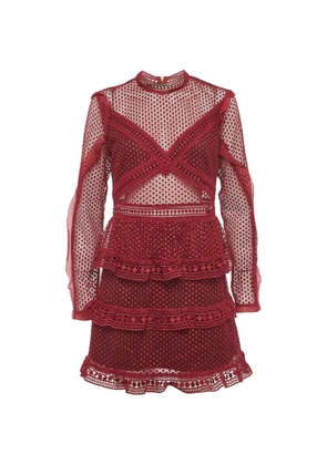 Self-Portrait guipure lace tiered mini dress