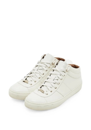 Jimmy Choo Pre-Owned lace-up leather sneakers - White