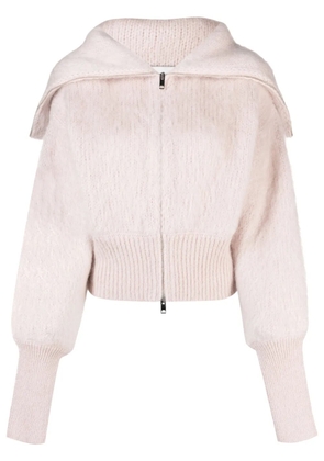 SA SU PHI Jen brushed-effect zip-up cardigan - Pink