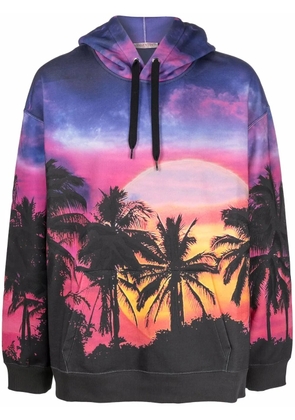Valentino Garavani Palmscape-print drawstring hoodie - Blue