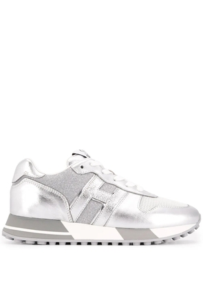 Hogan metallic ribbed panel sneakers - Silver