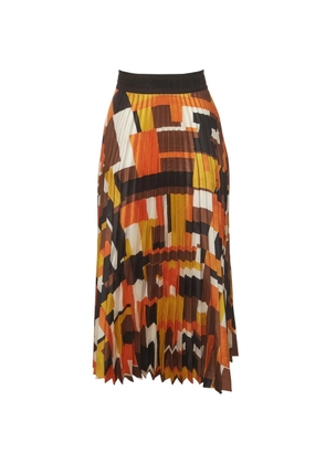 Carolina Herrera Vintage abstract-print pleated midi skirt - Orange