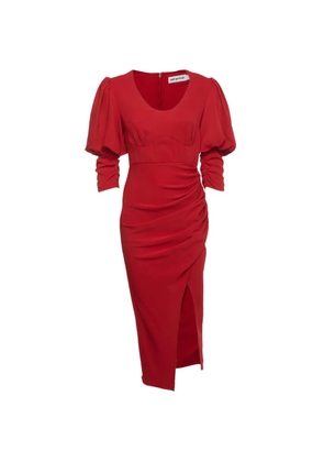 Self-Portrait 2021 draped side-slit midi dress - Red