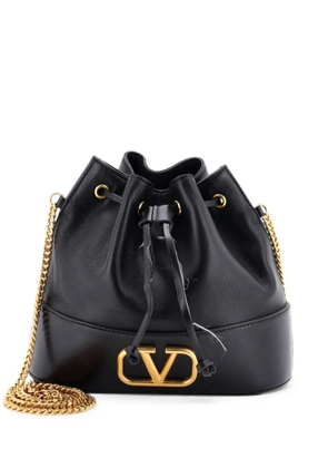 Valentino Garavani Pre-Owned VLogo Drawstring Pouch Leather bucket bag - Black