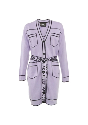 Karl Lagerfeld logo-print belted cardigan - Purple