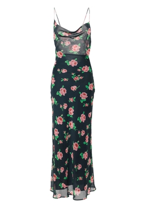 ROTATE BIRGER CHRISTENSEN rose-print chiffon maxi dress - Blue