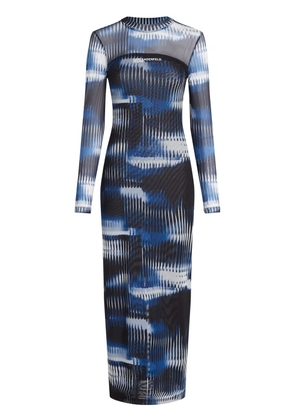 Karl Lagerfeld Jeans Glitch-print mesh dress - Black