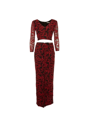 alice + olivia embroidered tulle top and skirt set