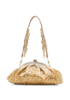 SLO_HAND_MADE beaded-embellished clutch bag - Gold
