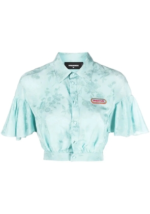 DSQUARED2 floral-jacquard flounce crop shirt - Blue