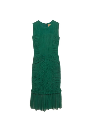 Tory Burch ruched mesh midi dress - Green