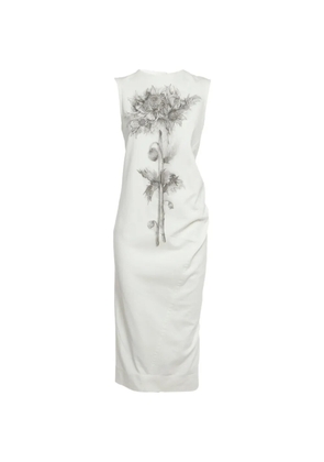 Sportmax floral-print denim midi dress - White