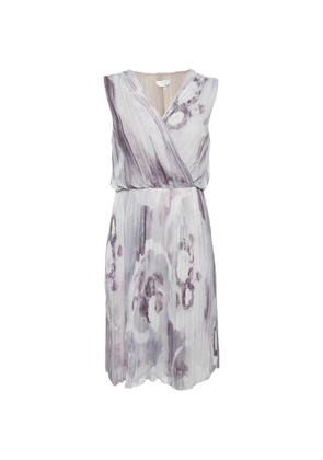 Max Mara printed plissé midi dress - White