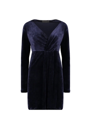 Alberta Ferretti V-neck long-sleeve mini dress - Blue