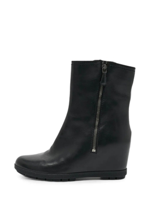Prada Pre-Owned leather wedge ankle boots - Black