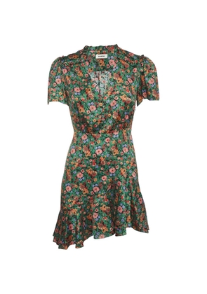 SANDRO Marta floral-print ruffled mini dress - Green