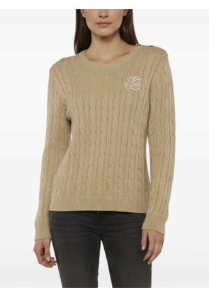 Ralph Lauren Vintage cable-knit embroidered-logo sweater - Neutrals