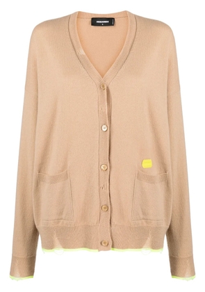 DSQUARED2 distressed contrast-trim cardigan - Brown