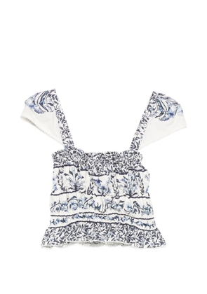FARM Rio floral-print gathered blouse - White