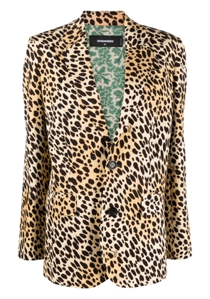 DSQUARED2 leopard-print single-breasted blazer - Brown