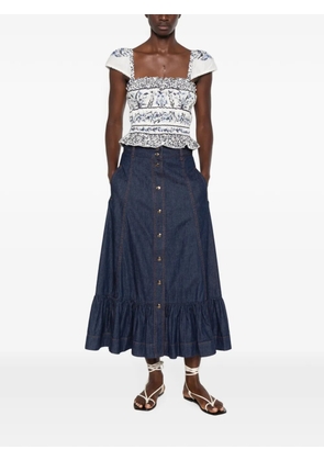 FARM Rio floral-print gathered blouse - White