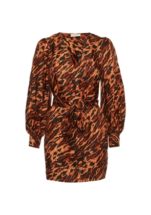 SANDRO leopard-print silk mini dress - Brown