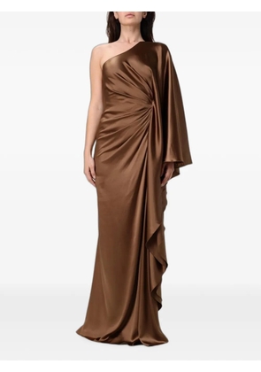 Mônot one-shoulder satin gown - Brown