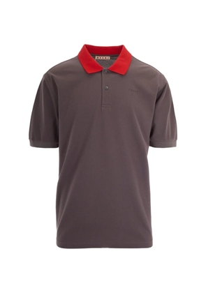 Marni contrast-collar piqué polo shirt - Brown