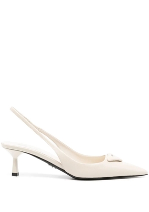 Prada 35mm leather slingback pumps - Neutrals