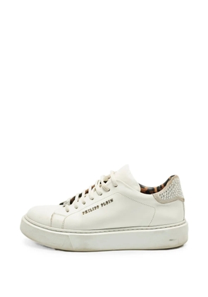 Philipp Plein crystal-embellished lace-up sneakers - White
